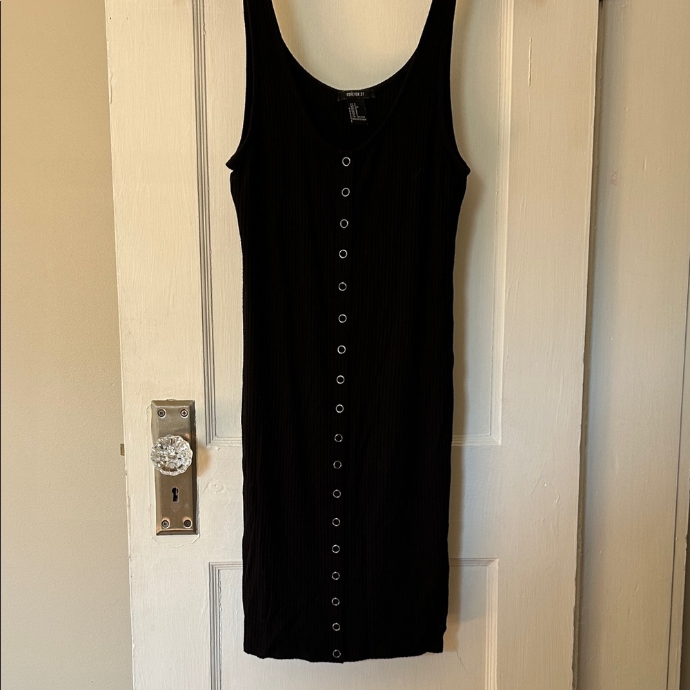 Forever 21 Black Button-Front Mini Dress